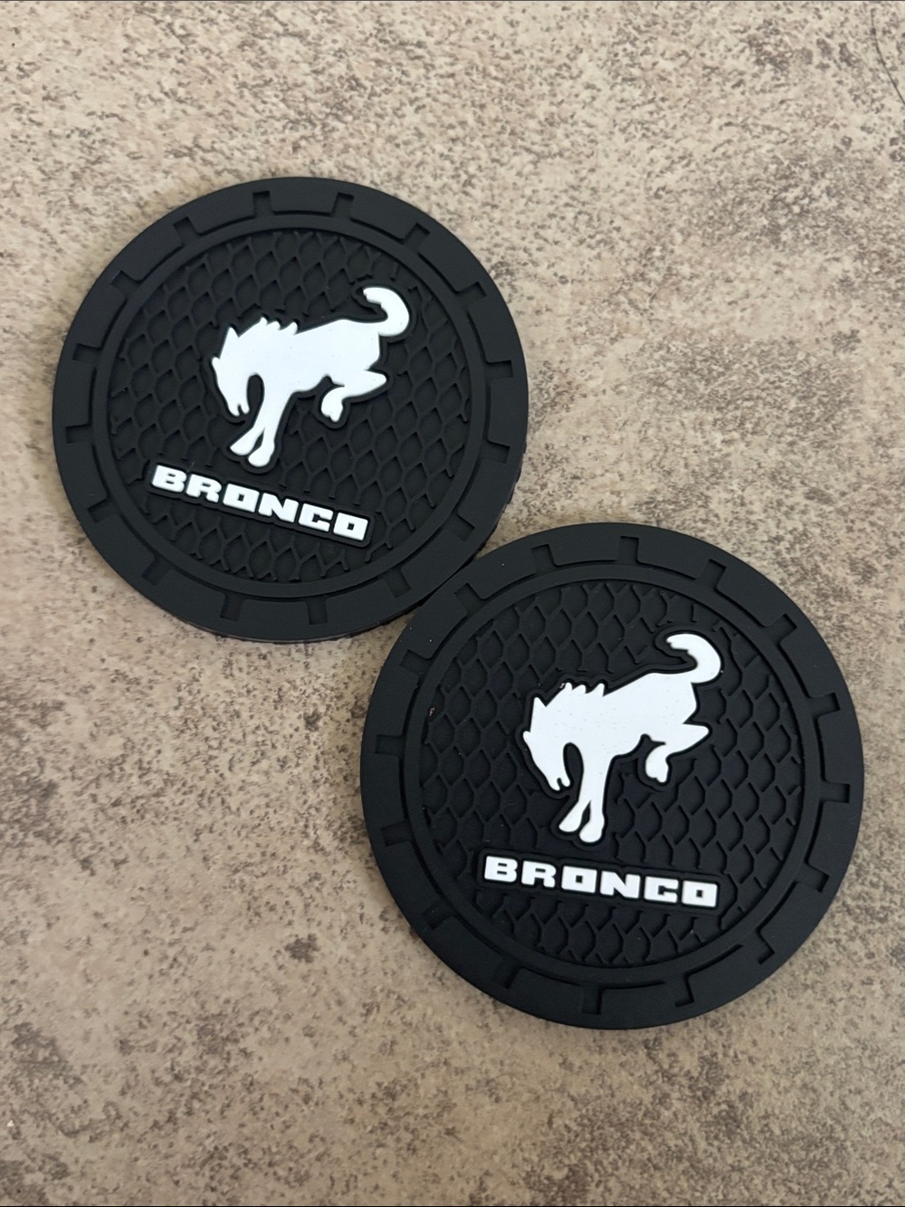 2 Pack of Bronco Logo Silicone Car Coasters